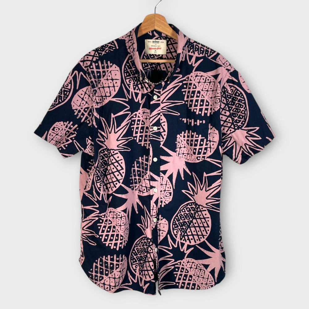 Urban Pipeline Pink and Black Pineapple Print Casual Button Down Shirt
